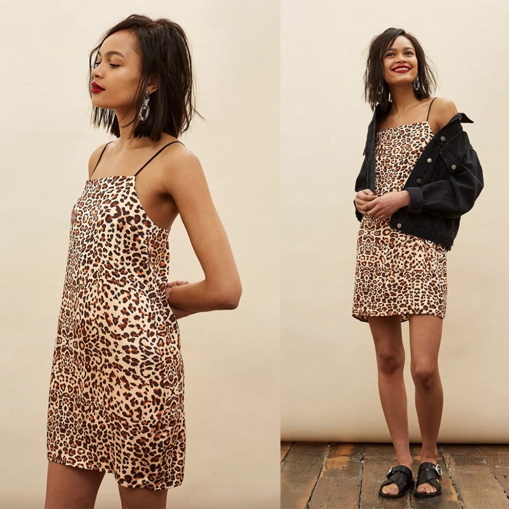 TOPSHOP Leopard Mini Slip Dress